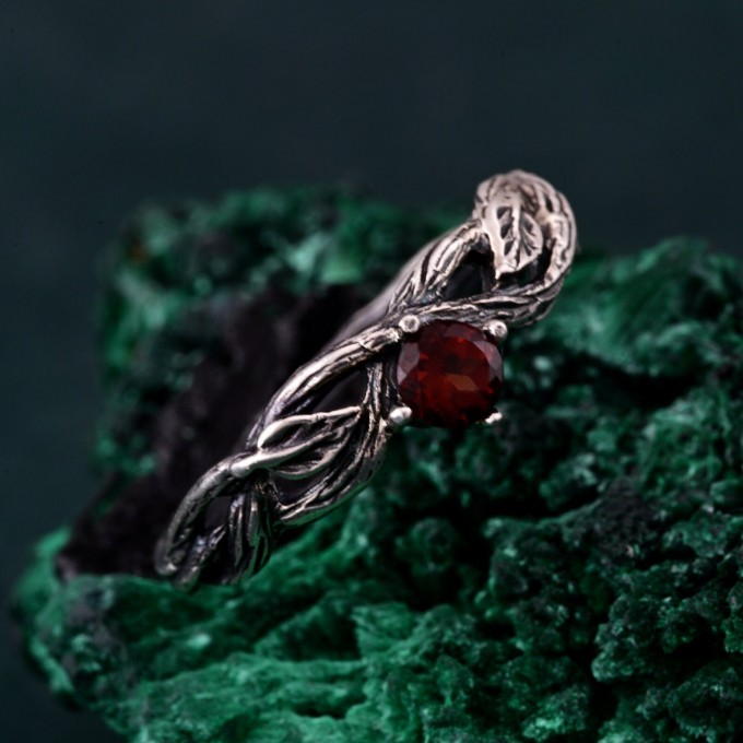 Flame of the Forest: Gothic Garnet Ring