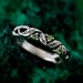 Delicate Leafy Silver Peridot Ring – Graceful Twig and Foliage Band