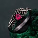 Ruby Fern Branchlet Ring: Whispering Fern Design