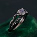 Gothic Silver Ring with Moonstone and Nature Motif