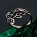 Gothic Silver Ring with Emerald and Celtic Knot Motif