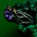 Mystical Forest Ring with Amethyst and Leafy Blossom Design