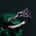 Amethyst Fern Branchlet Ring - Graceful Twig and Fern Woodland Band