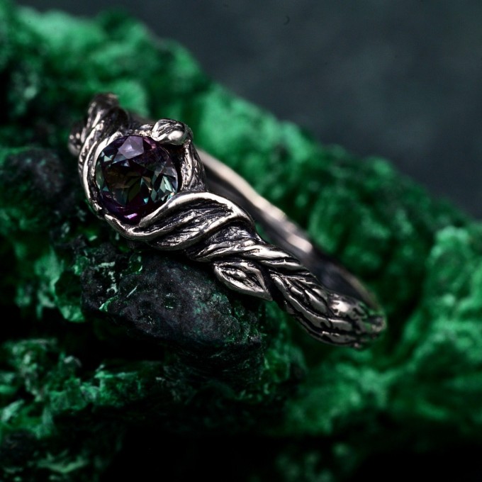Silver Braided Band Witch Ring: Enchanted Forest Fantasy Engagement Jewelry