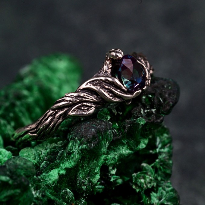 Silver Braided Band Witch Ring: Enchanted Forest Fantasy Engagement Jewelry
