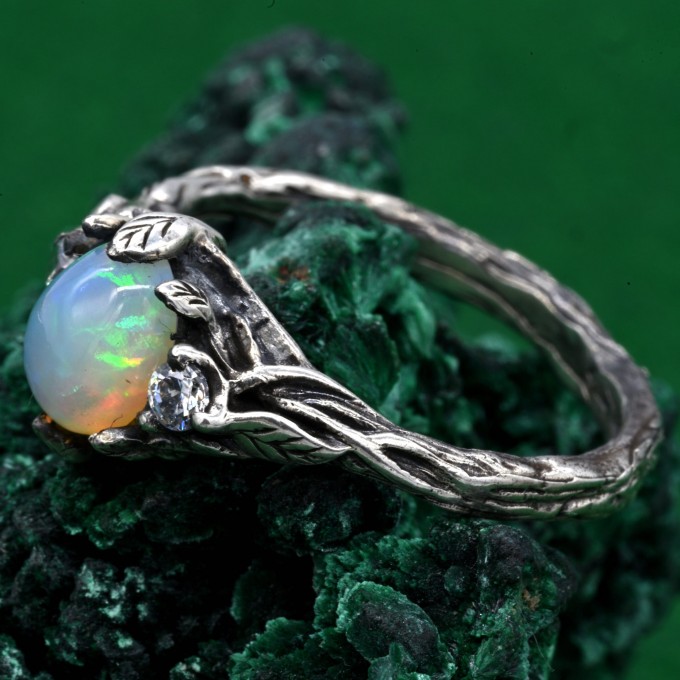 Opal Blossom Twig Ring: Her Extraordinary Opal Vow