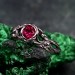 Nature-Inspired Sterling Silver Branch Ring with Ruby