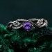 Stunning Silver Twig Ring - Leafy Branch Design with Amethyst