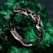 Garnet Twig Silver Ring with Dainty Branch and Petite Leaf Design