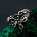 Gothic Silver Ring with Emerald and Celtic Knot Motif