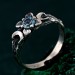 Gothic Silver Ring with Sapphire and Floral Design