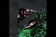 Vintage Fairycore Silver Band - Enchanted Forest Mystical Ring, Unique Ethereal Floral Jewelry, Romantic Nature-Inspired Design