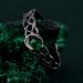 Enchanted Emerald Moon Ring with Whimsical Forest Branch Design