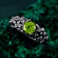 Floral Radiance: Gothic Peridot Ring