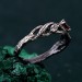 Silver Twig Branch Ring with Garnet Accent - Nature's Gemstone Adornment