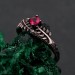 Ruby Fern Branchlet Ring: Whispering Fern Design