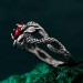 Dragon Scale Silver Ring with Ruby – Handcrafted Gothic Serpent Scale Band