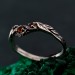 Tiny Branch Engagement Ring with Garnet Leaves in Silver – Wedding Ring Wooden Harmony, Wooden Wedding Branch, Wedding Ring Forest Branch