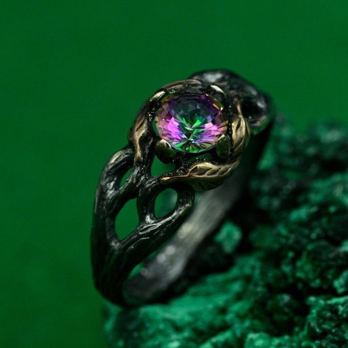 Enchanted Mystic Ring - Artisan Crafted Sterling Silver Twig Band