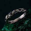 London Blue Topaz Silver Ring – Nature-Inspired Jewelry with Fairy Vine & Willow Leaf Design