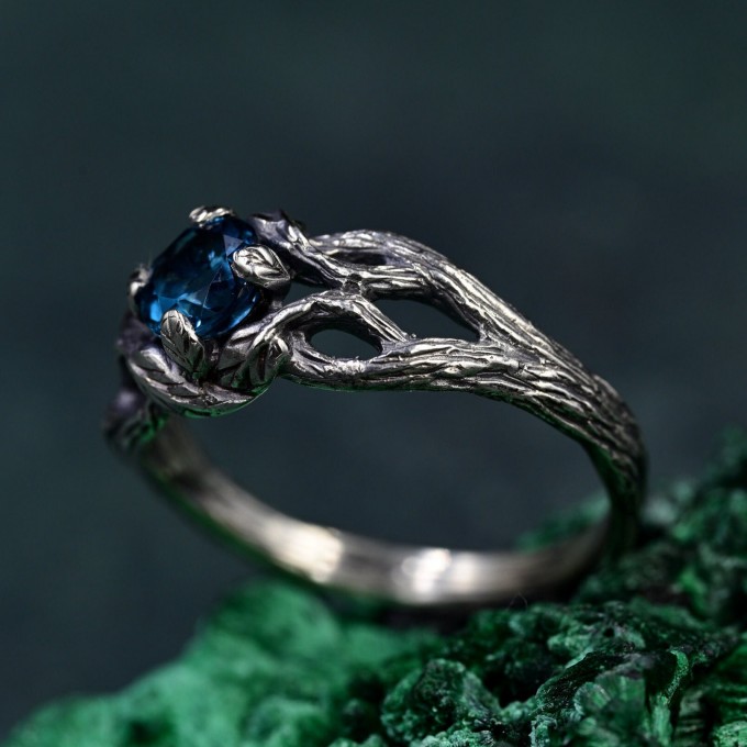 Silver Forest Bark Ring: Unique Rustic Tree Texture