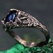 Forest Ring with Oval London Topaz and Sterling Silver Mushroom Design
