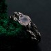 Gothic Silver Ring with Moonstone and Nature Motif