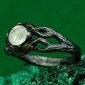 Moonlit Flame Silver Ring with Moonstone