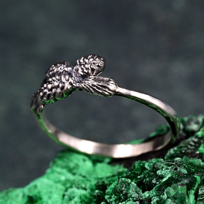 Gothic Silver Ring with Thistle-Inspired Design