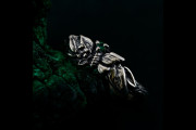 Nature-Inspired Unique Sterling Silver Engagement Ring with Emerald - Sparkle and Mystique, Elegant Butterfly Branch Engagement Ring