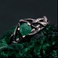 Celtic Emerald Silver Ring - Timeless Celtic Elegance