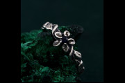 Enchanted Forest Silver Ring, Oxidized Twig and Leaf Design, Ethereal Sapphire Accent, Fantasy Woodland Wedding Jewelry