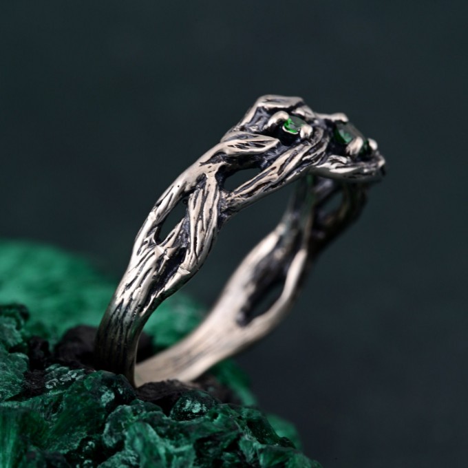 Branch of Love Silver Ring – Nature's Embrace Engagement Band, Woodland Whispers Silver Ring, Eternal Tree Branch Silver Band, Gift for Her