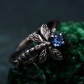 Fluttering Butterfly Gem Ring with Sapphire and Silver Design