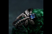Fluttering Butterfly Gem Ring - Sapphire Nature Charm, Silver Fantasy Jewelry