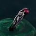 Leafy Branch with Ruby Ring – Nature-Inspired Silver Twig Jewelry