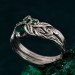 Emerald Silver Twig Ring – Forest-Inspired Leaf Design, Bohemian Green Gemstone Wedding Band, Unique Handcrafted Jewelry