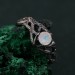 Unique Wood Ring for Women's Engagement – Silver Ring with Blue Sapphire, Dainty Design for Women