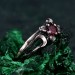 Lunar Trinity Garnet Ring – Triple Goddess Celestial Jewelry