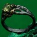 Mystical Forest Ring with Peridot - Leafy Engagement Ring with Branch and Blossom