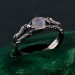 Gothic Silver Ring with Moonstone and Nature Motif