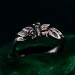 Nature-Inspired Unique Sterling Silver Engagement Ring with Emerald - Sparkle and Mystique, Elegant Butterfly Branch Engagement Ring