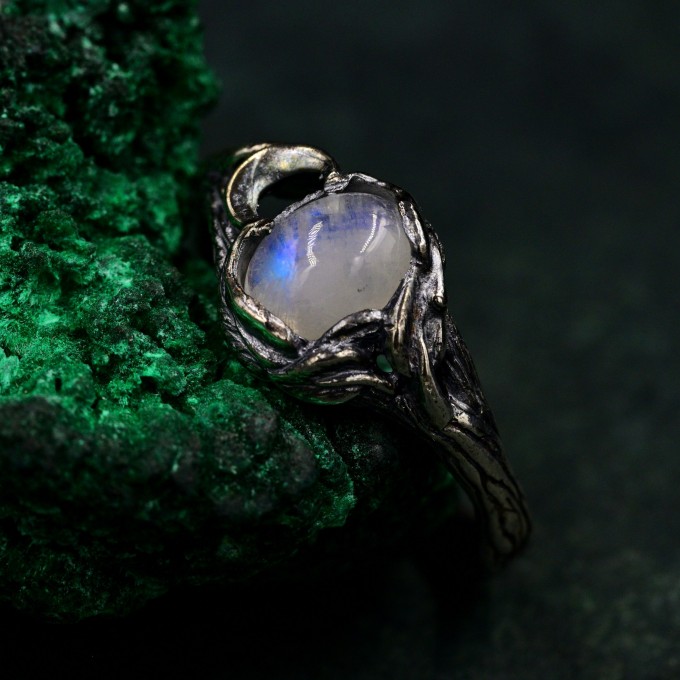 Moon Phase Silver Ring & Nature Inspired Twig Engagement Ring
