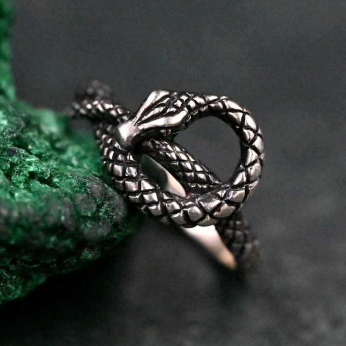 Handcrafted Silver Serpent Gorgon Ring – Unique Gothic Serpentine Symbol of Power