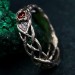 Wide Celtic Wedding Ring – Tree Bark Pattern with Garnet, Vintage Style Garnet Ring, Men's and Women's Wedding Band