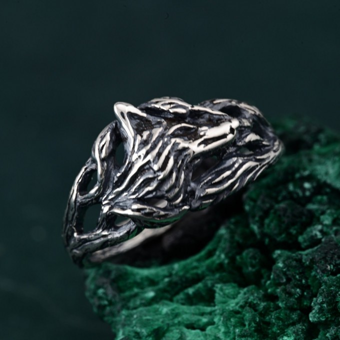 Enchanted Forest Fox Ring - Handcrafted Sterling Silver Statement Ring
