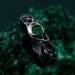 Enchanted Emerald Moon Ring with Whimsical Forest Branch Design