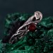 Leafy Branch with Garnet Ring – Nature-Inspired Silver Twig Jewelry