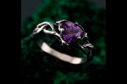 Unique Amethyst Silver Ring - Twisted Branch Design, Nature-Inspired, Handcrafted Elegant Jewelry for Her