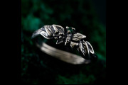 Unique Emerald Twig Engagement Ring, Sterling Silver Nature-Inspired Ring, Whimsical Butterfly Design, Artisan Crafted Jewelry